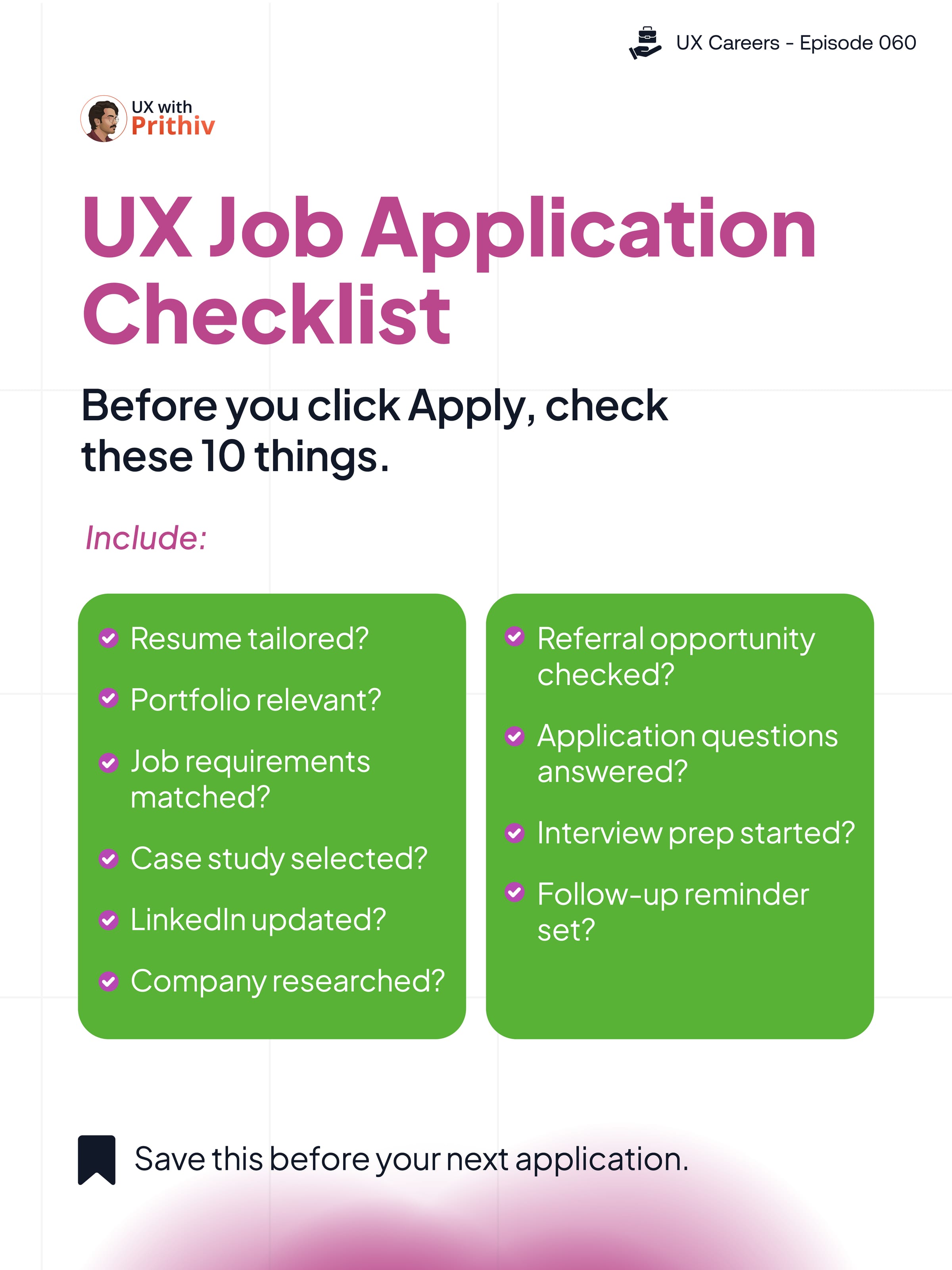 UX Job Application Checklist Post image
